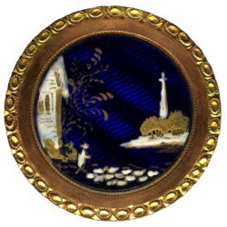 24-4.3 Mounted in/on Metal - Painted Glass on Copper (1-3/8")